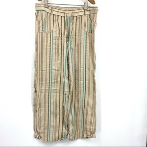 Lagaci striped cotton blend wide leg pants XL